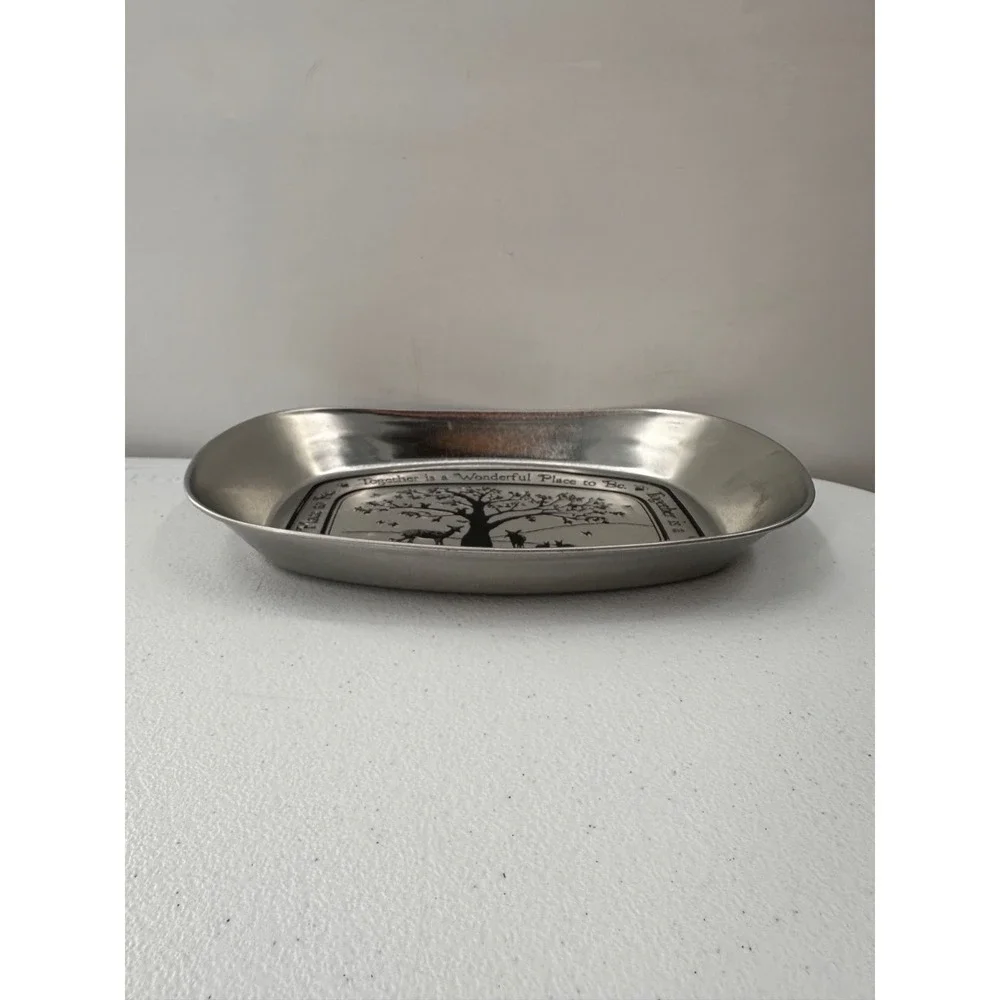 Decorative Pewter Tray With Engraved Tree & Animal Scene‎ By DDI Organizer 10
